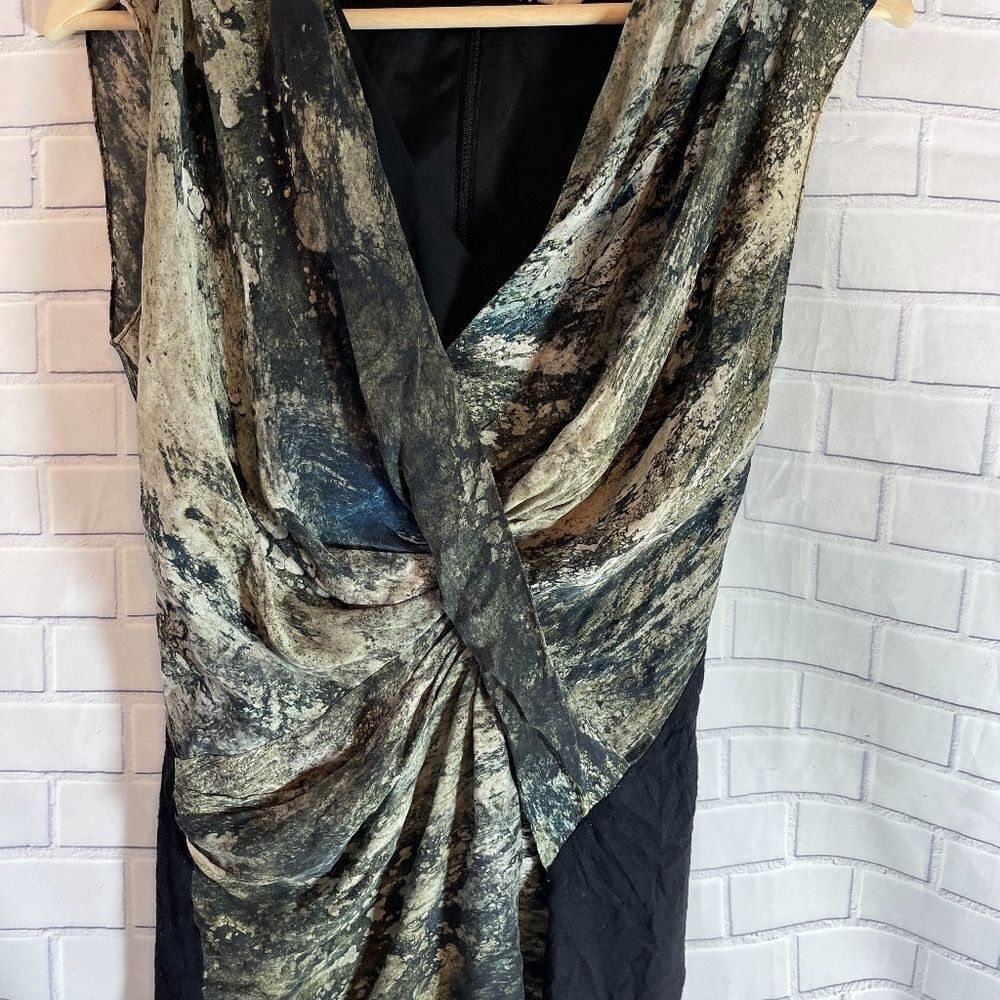 Helmut Lang Draped‎ Marble Silk Crossover Top Sz S